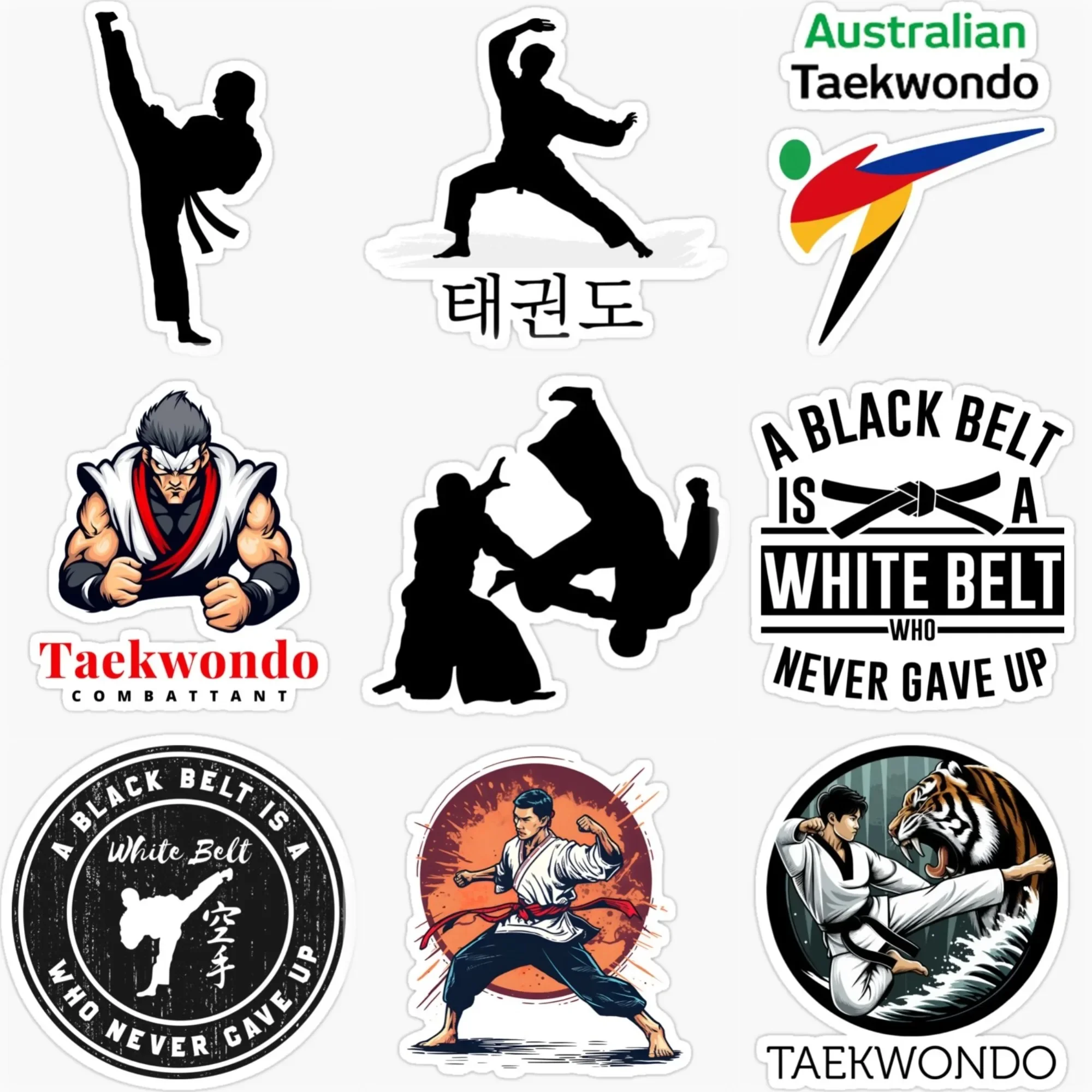 

Taekwondo Combat Creative PVC Car Stickers Accessories Van Truck Motorcycle Bicycle Helmet Wall Decal Customizable Size