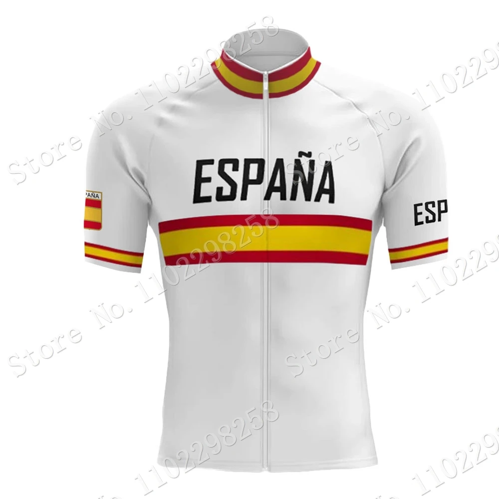 Espana National Team Cycling Jersey 2024 Set Short Sleeve Mens Spanish Clothing Road Bike Shirts Suit Shorts MTB Maillot Culotte