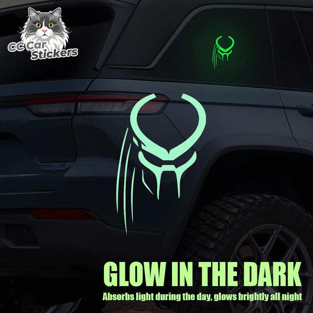 Luminous Predator Stickers for Car Glow in The Dark Sci Fi Emblem Decals Waterproof Tactical Hunter Auto Vinyl Styling Graphic
