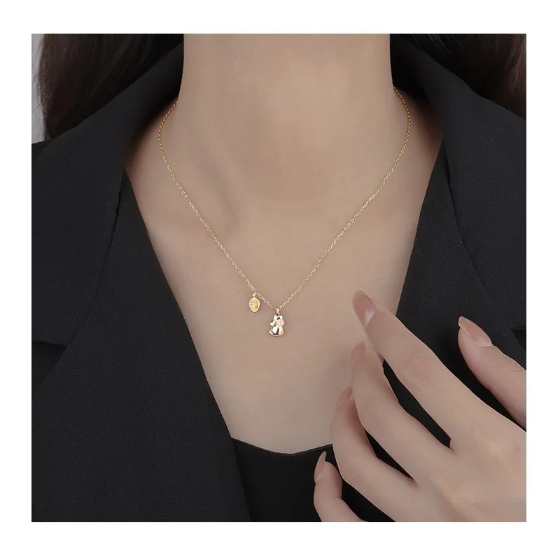 

Оригинальный дизайн: кулон «Год Кролика» с морковкой и нефритовым кроликом, женский, на день рождения