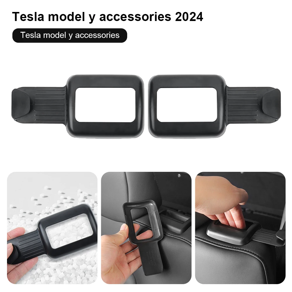 2Pcs Backseat Seatbelt Holder Guide for Tesla Model Headrest & Anti-Scratch Rear Seat Belt Grabber for Tesla Model Y Accessories