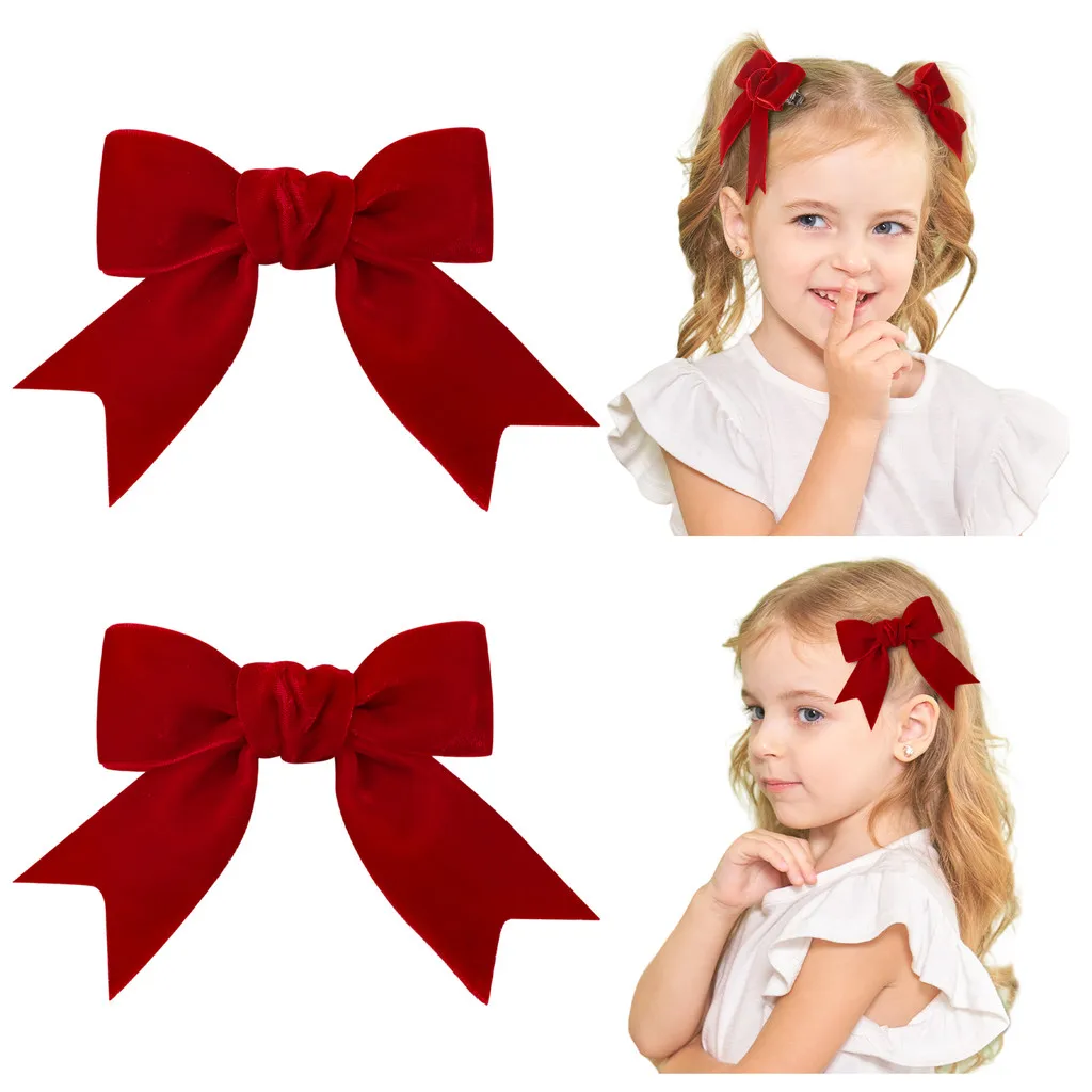 2 Stück Weihnachten Neujahr Haarspangen Weihnachtsmann Druck Band Bögen Haarnadeln für Baby Mädchen Kopfbedeckung Urlaub Haarschmuck