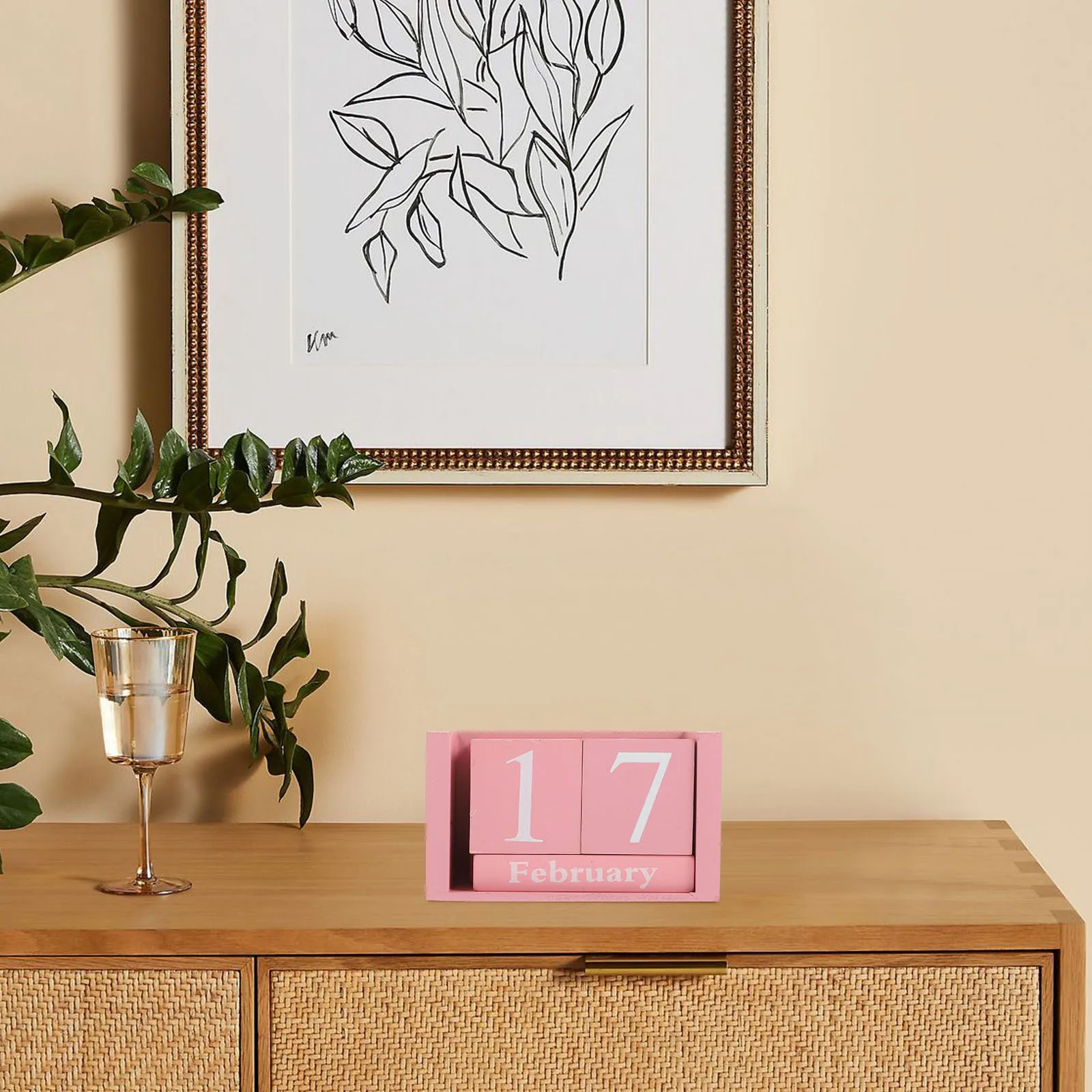 Ручной календарь с календарем, блоки с ручным устройством смены даты, вечное деревянное украшение для стола для домашнего офиса, розовое