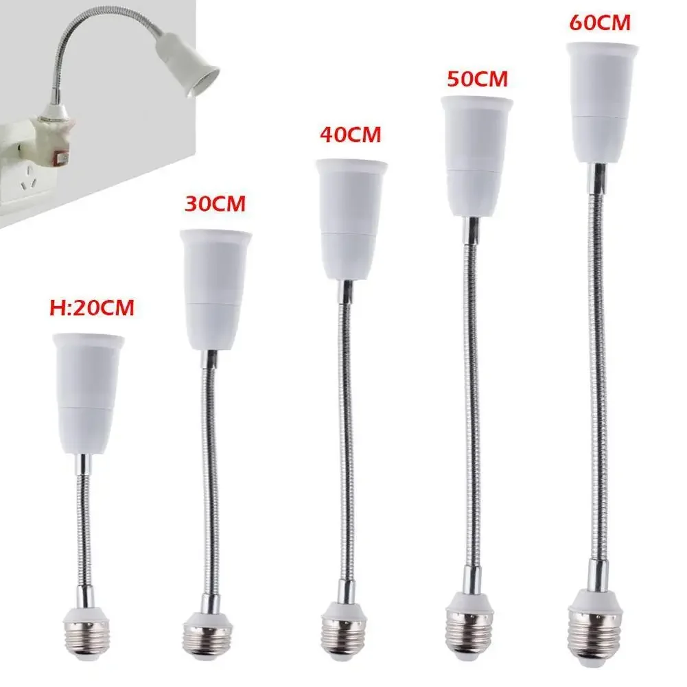 20CM 30CM 40CM 60CM Flexible E27 to E27 LED Bulb Desk Extension Lamp Holder Wall Base Holder Screw Extension Adapter Socket