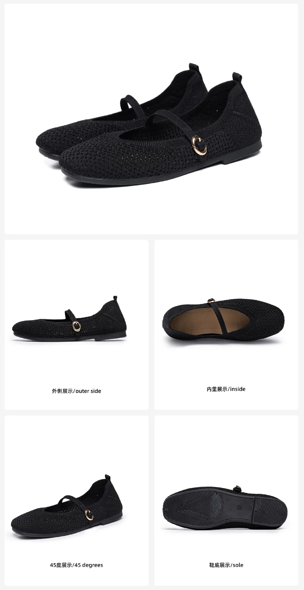Sommerliche Damen-Mary-Jane-Schuhe mit Lochmuster, weicher flacher Sohle, leichtem Schnallenverschluss, atmungsaktiv, lässig, modisch, Ballerinas – Detail 17