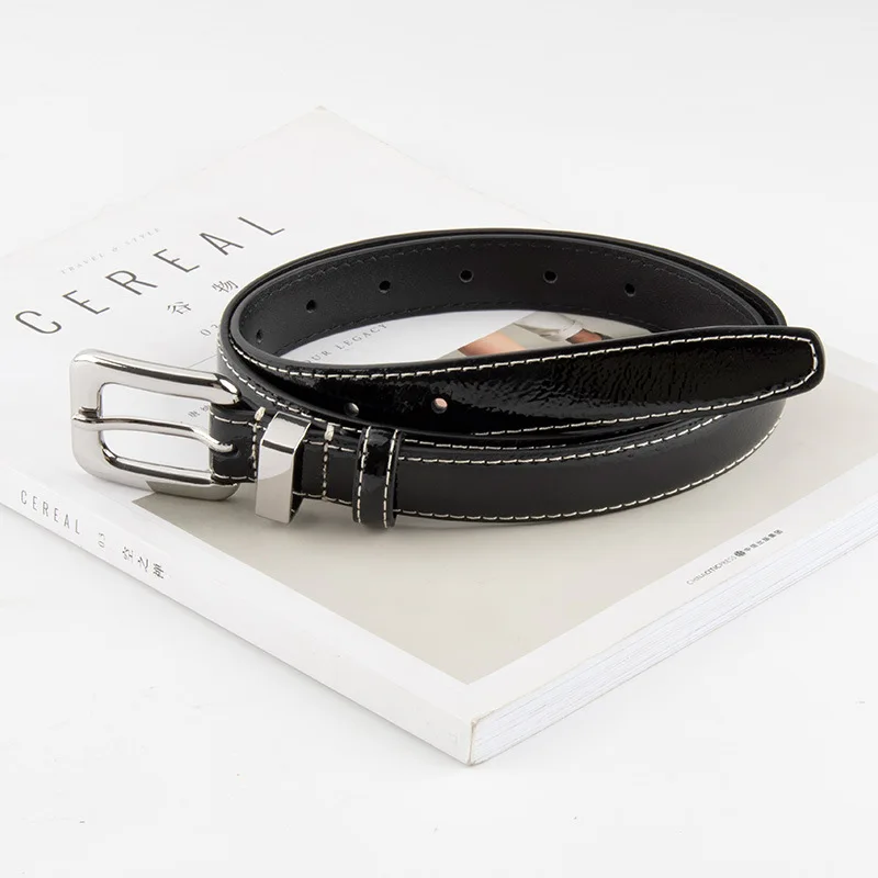 Genuine leather belt for women, top layer cowhide, versatile with suits and dresses, slimming belt