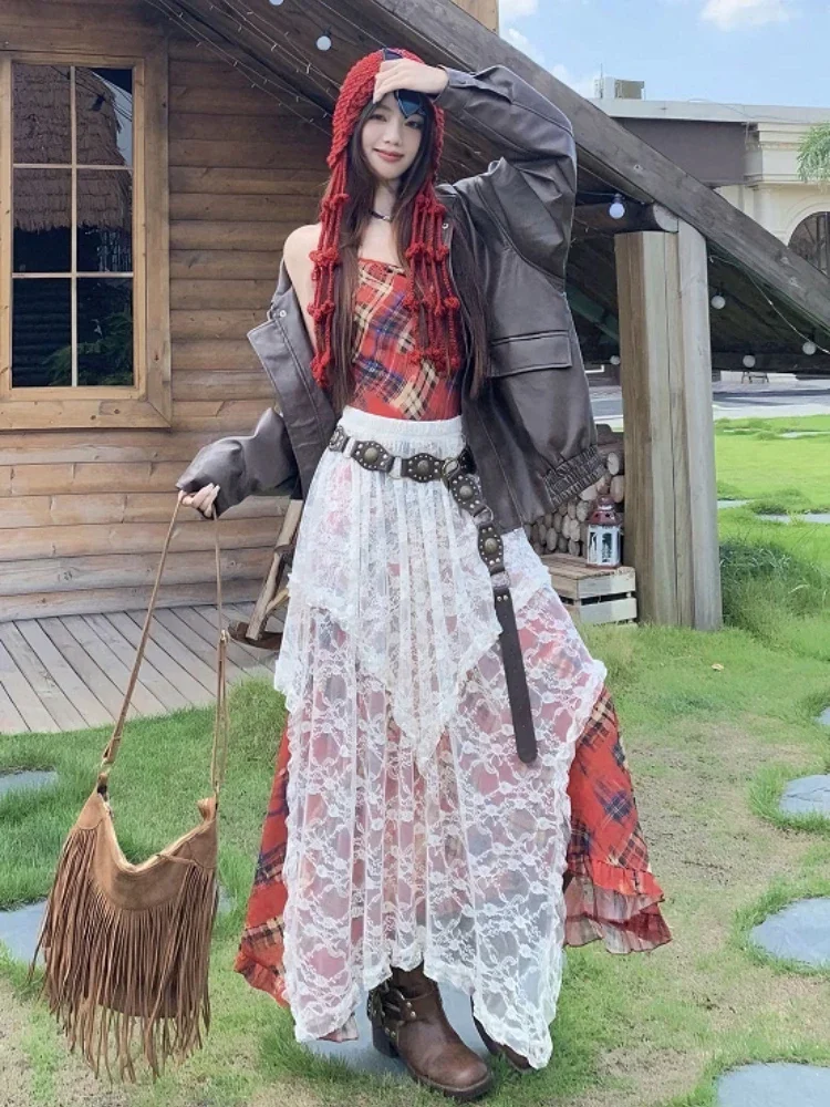 المرأة الصيف تنوعا الطبقات غير النظامية تنورة دانتيل البوهيمي البدوي نمط تنوعا معلقة نصف تنورة مطوي تنورة