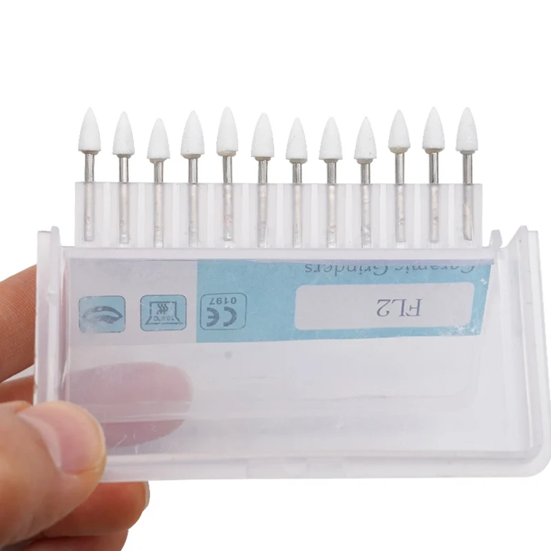  12Pcs Dental Stone Grinder Polisher Burs 1.6mm FG Shank Flame/Cone/Round Shape for Contouring Shaping Polishing