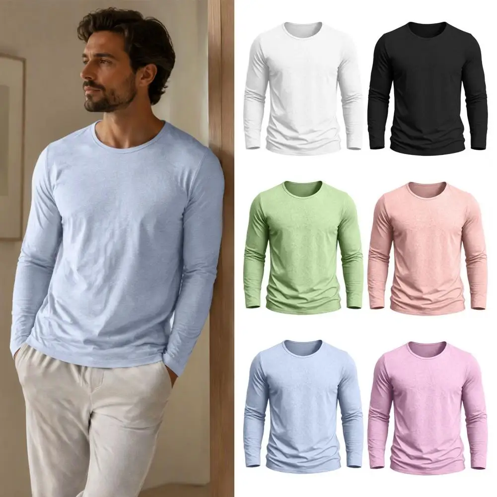 Men's Long Sleeve T Shirts Casual Round Neck Moisture Wicking Tees Male Tops Sports comfortable versatile Men's T-shirts