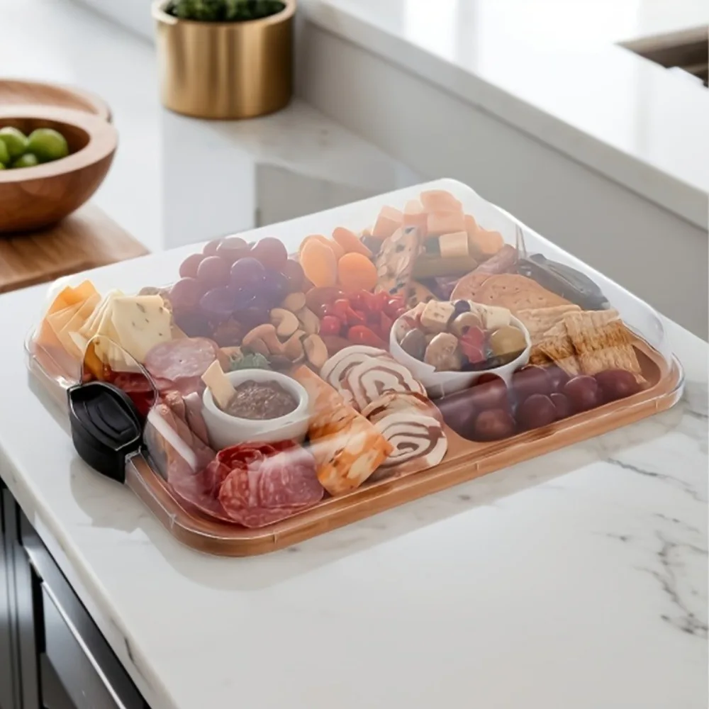 

Деревянный разделенный поднос для закусок, квадратное домашнее блюдо для еды, кухонная разделочная доска, большая вместимость для сервировки закусок, фруктов