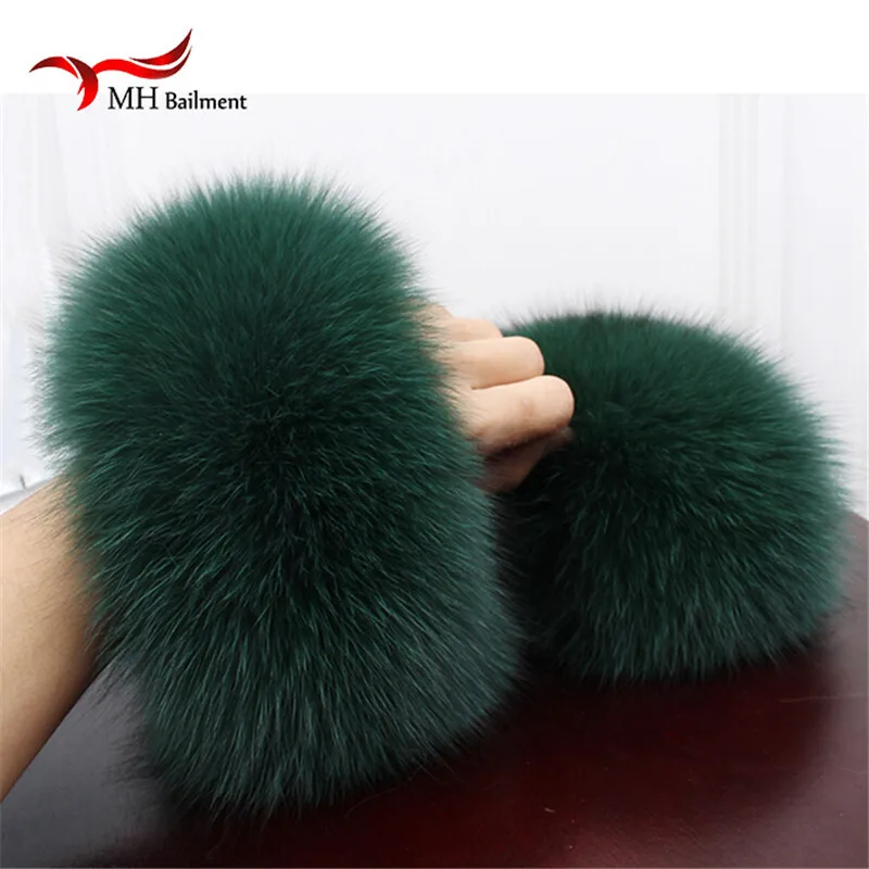 High Quality Fox fur Cuffs Hot Sale Wrist Warmer Genuine Fox Fur Cuff Arm Warmer Lady Bracelet Real Fur Wristband Glove X#1