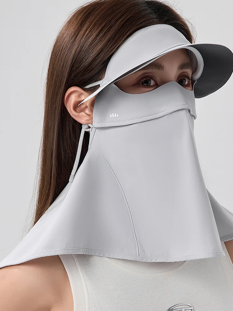 

Banana Leaf Neck Protection Full Face Cover AL341 Sunscreen Mask with Hat Rim Women's Black Glue Face Veil Summer Outdoor