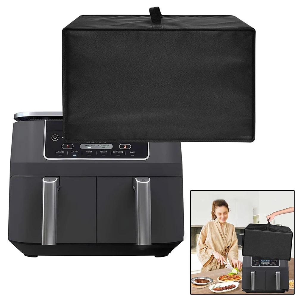 Air Fryer ฝาครอบกันฝุ่นทนความร้อน 600D วัสดุไนลอนกันน้ําพร้อมที่จับเครื่องใช้ในครัวหม้อความดันไฟฟ้าอะไหล่