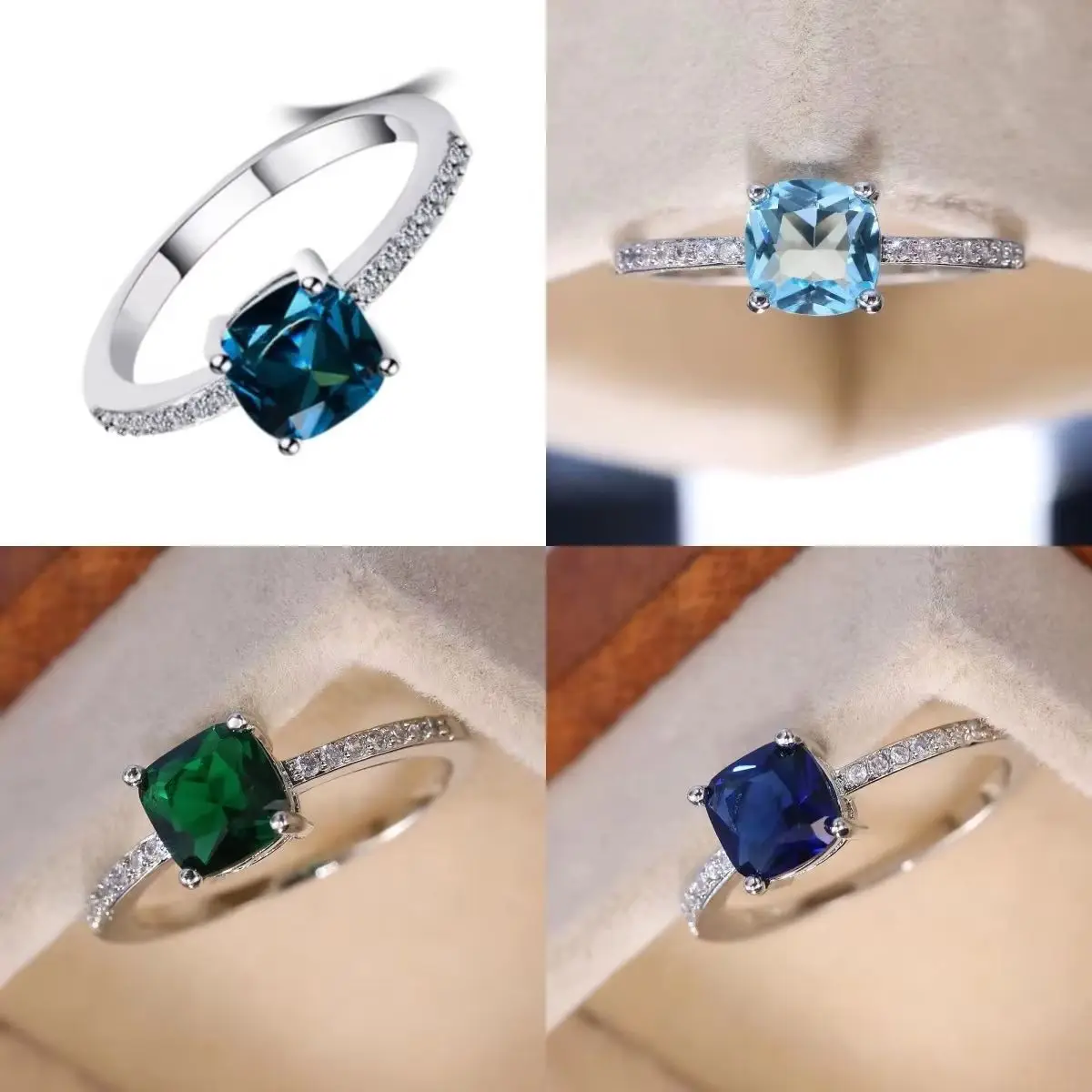 

2025 Women Elegant Minimalist Square Pinky Ring Simple Engagement Band Jewelry Accessory