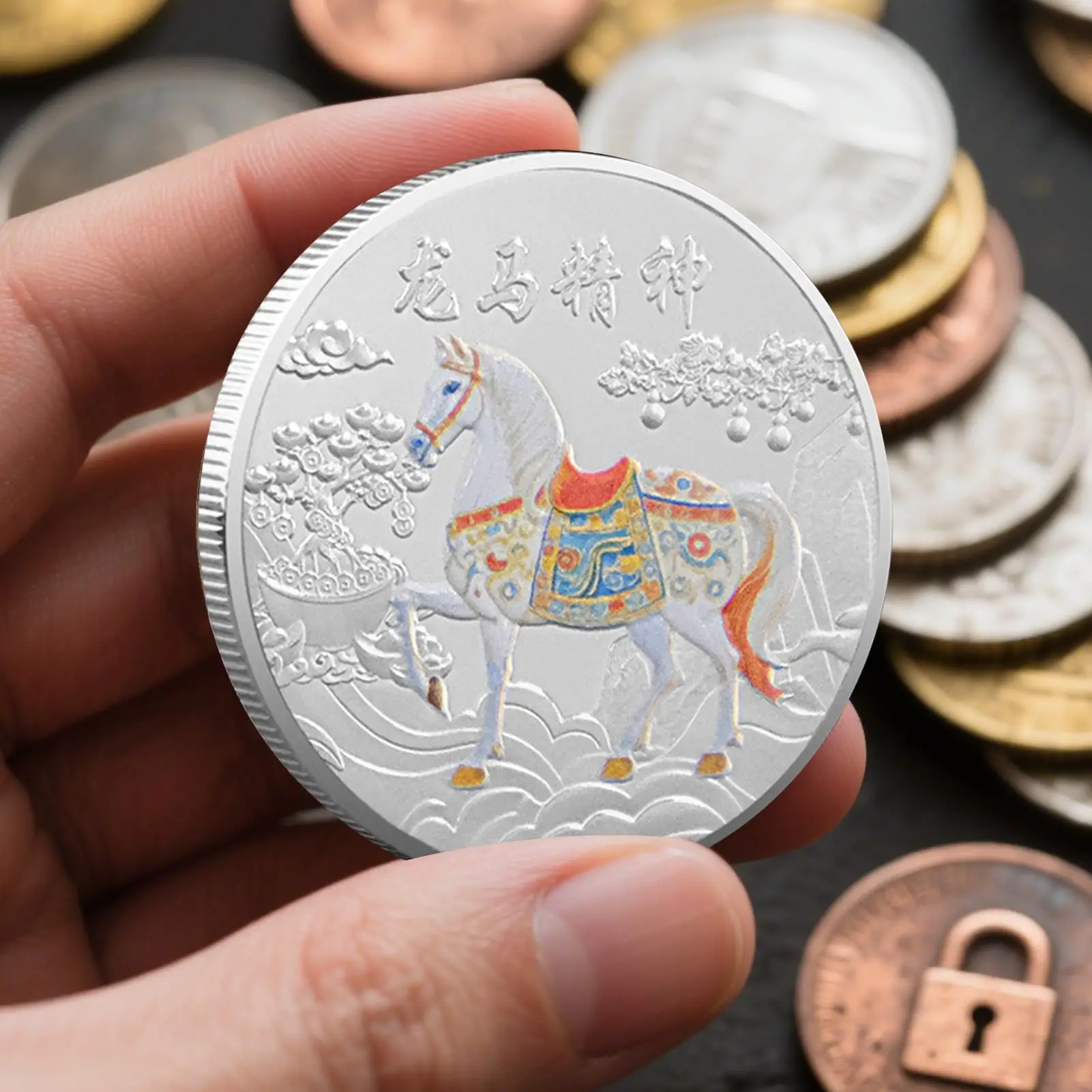Chinese New Year Commerative Coin 2026 Classic Traditional Keepsake Horse for Luck Decoration Keepsake for Friends Colleagues