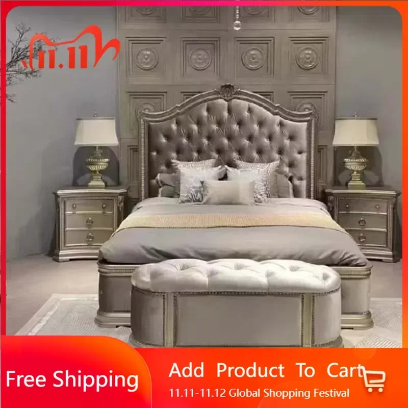 Salon Soft European Double Bed Kawaii High-End gepolsterte Luxus-Bürobetten Schlafzimmer Queen Korean Beliche Trendy Möbel