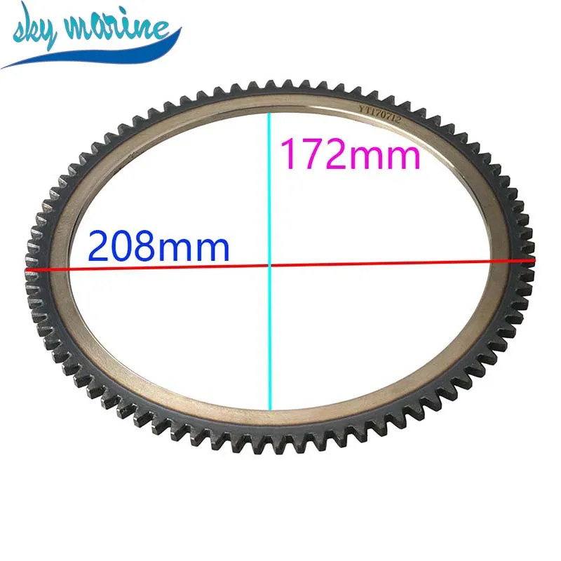 Anel de engrenagem da coroa do volante para YAMAHA, motor de popa, 4 tempos, F15, F20, 66M-85550-10, Parsun PAF15-07070100W, 172, 66M-85550