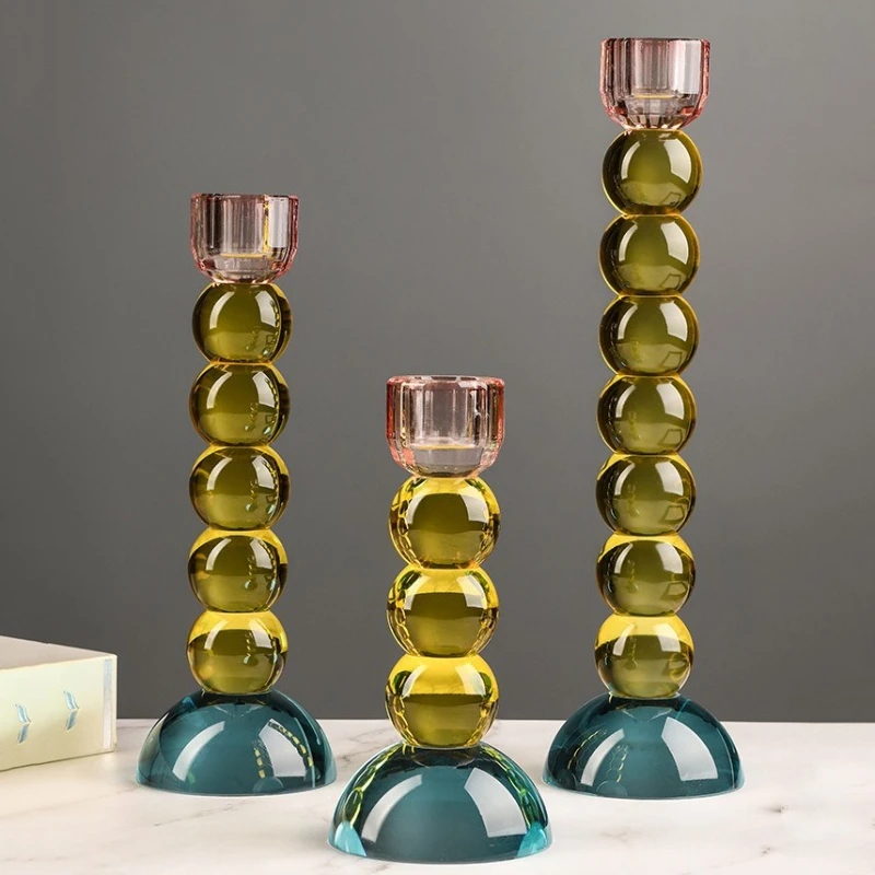 Crystal Candle Holder Luxury Decorative Candlesticks Party Birthday Colored Candle Holders Living