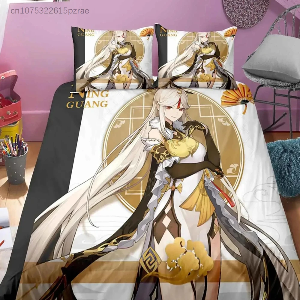 Genshin Impact Bedding Set For Bedroom Soft Modern Bedspreads Comefortable Kids Duvet Cover Quilt Cover And Pillowcase