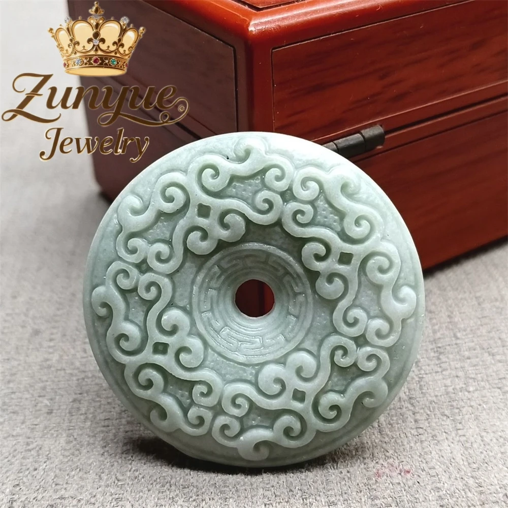 

Natural Jade Double-Sided Finely Carved Jade Ring Pendant Ancient Dragon Pattern Circular Jade Pendant Fashion Jewelry Exquisite