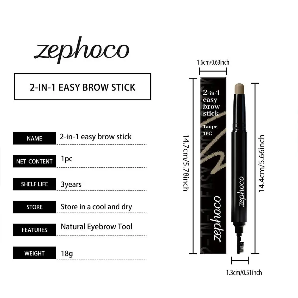 2-in-1 Easy Brown Stick Eyebrow Pencil 5 Colors Precise Brow Definer Waterproof Makeup Black Brown Eye Brows Cosmetics Make up