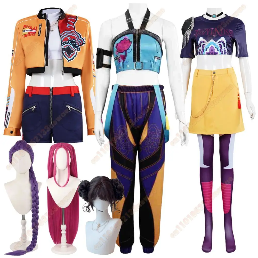 

2025 Rumi Zoey Mira Kpop Demon Hunters Cosplay Costume For Women Girls Clothing Wig Group Idol Roleplay Halloween Carnival Suit