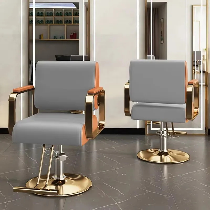 

Swivel Professional Chair Barber For Man Stainless Steel Lifter Salon Chair Luxury Personalized Aesthetic Cadeira Decoration