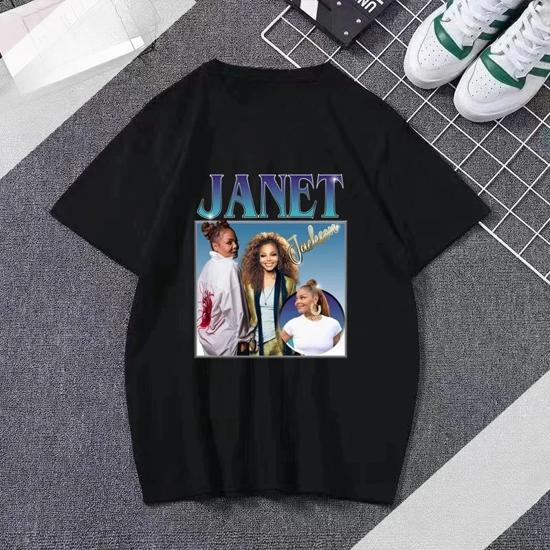 

men fashion pop movie retro 90s hip hop tee streetwear tops 2024 New Janet Jackson printed T shirt COTTON New Arrival