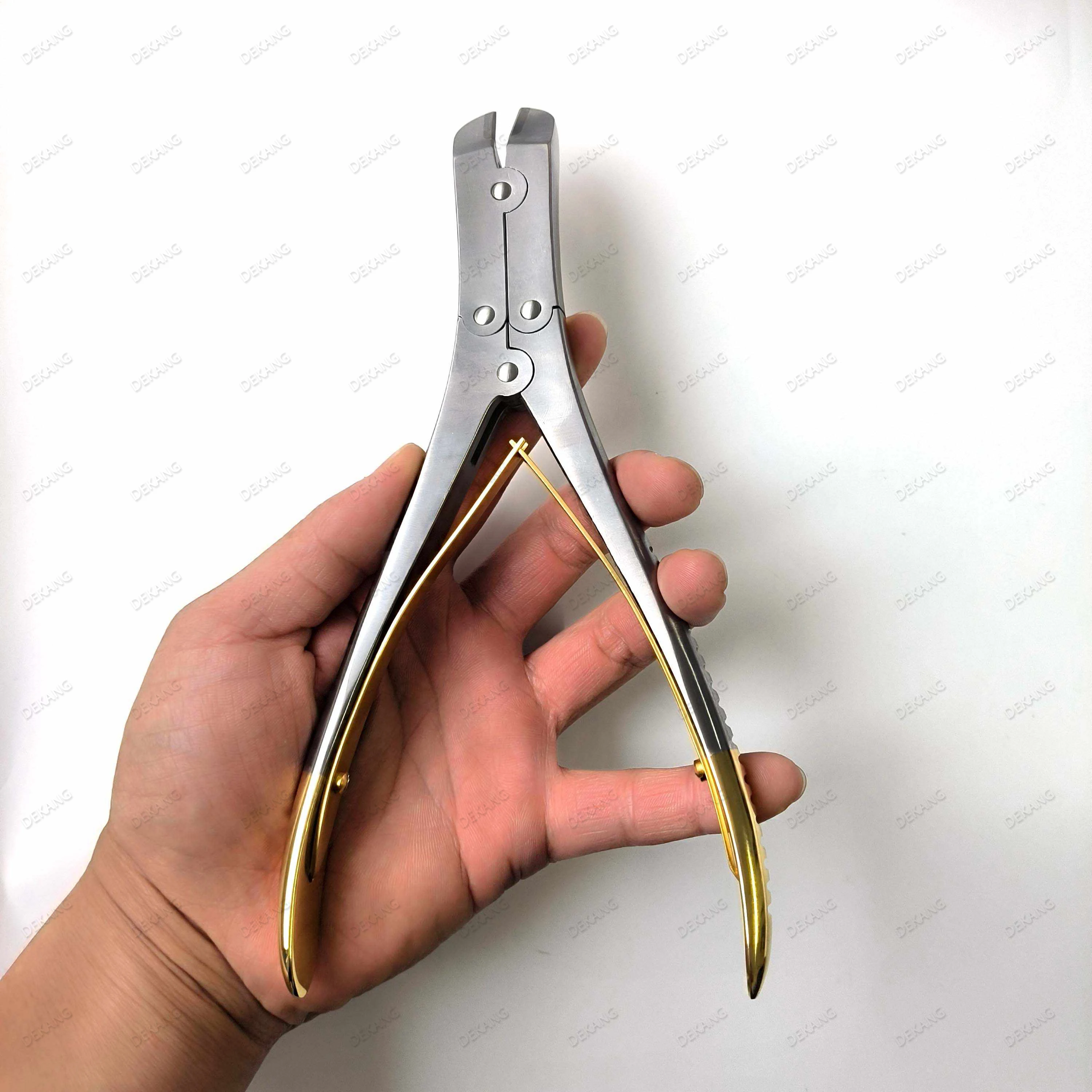 22 cm große Doppelgelenk-Stahlschere mit Goldgriff, Stahlnadelclip