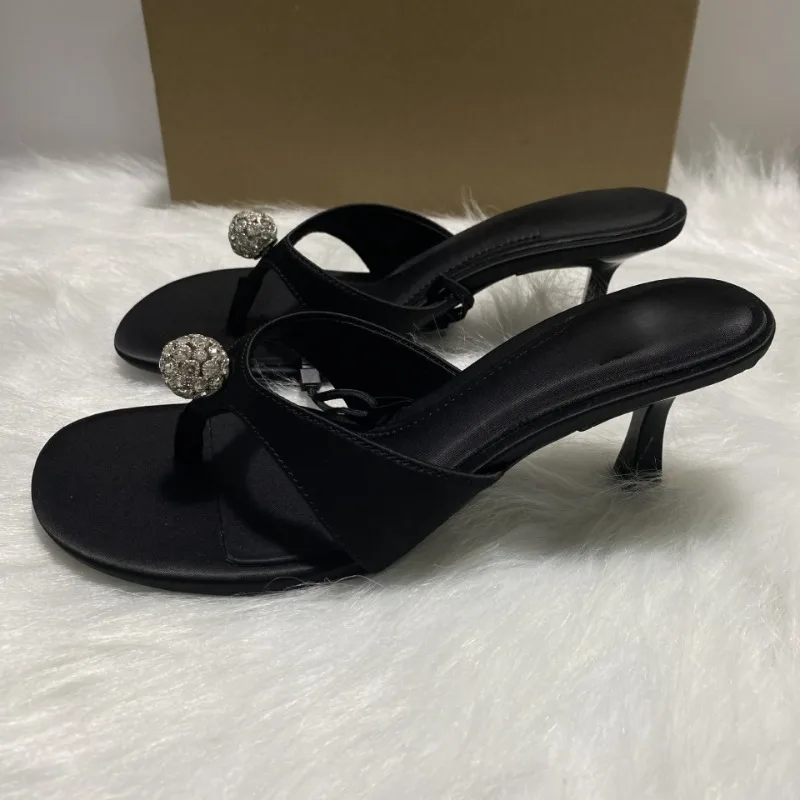 Женские босоножки на высоком каблуке с блестящими стразами, пикантные босоножки на шпильке с застежкой на носок, лето 2025, брендовая женская роскошная обувь для вечеринок