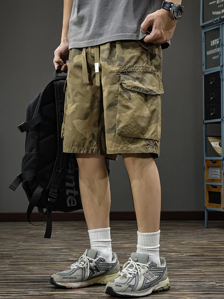 

Новинка 2023 года, мужская рабочая одежда orts, американский ретро-камуфляж, свободная прямая повседневная спортивная одежда Fion Ci, хлопок, лето