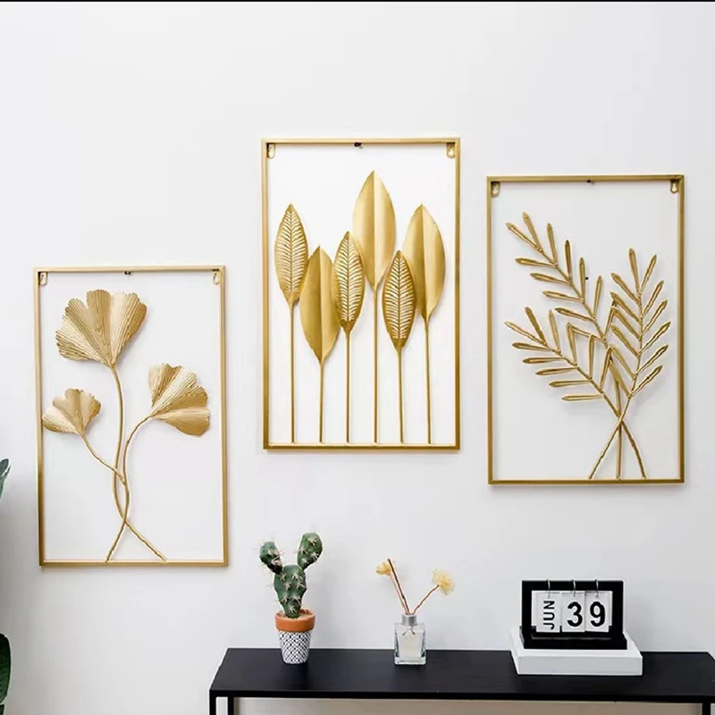Nordic Logam Daun Besi Hiasan Dinding Tanaman Dinding Liontin Lukisan Dinding Kamar Tidur Ruang Tamu Dekorasi Rumah 40X60Cm Hiasan Dinding Daun Hijau