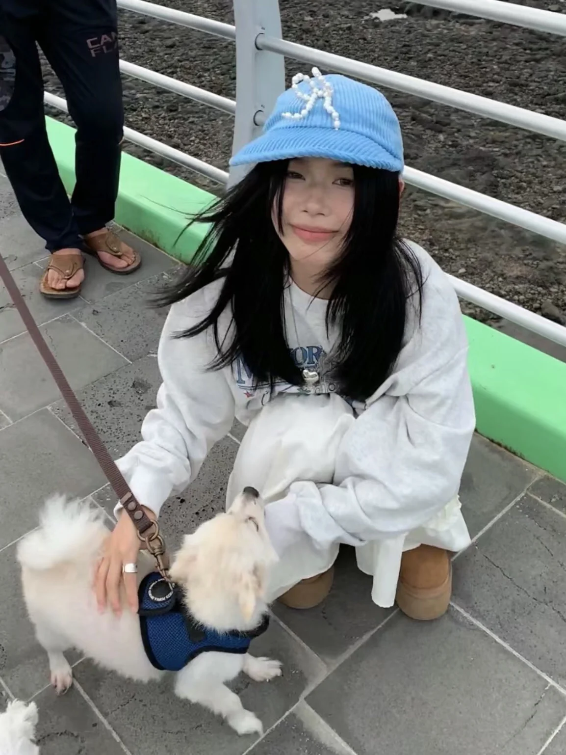 Coreano Sle Lazy Stampa digitale rotonda Ne Baby Velluto Felpa da donna Streetwear Lungo Sve Fce Foderato Loose Fit Cotto...