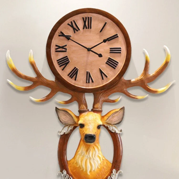 Creative Nordic Family Living Room Decoration DIY Deer Head Electronic Wall Clock