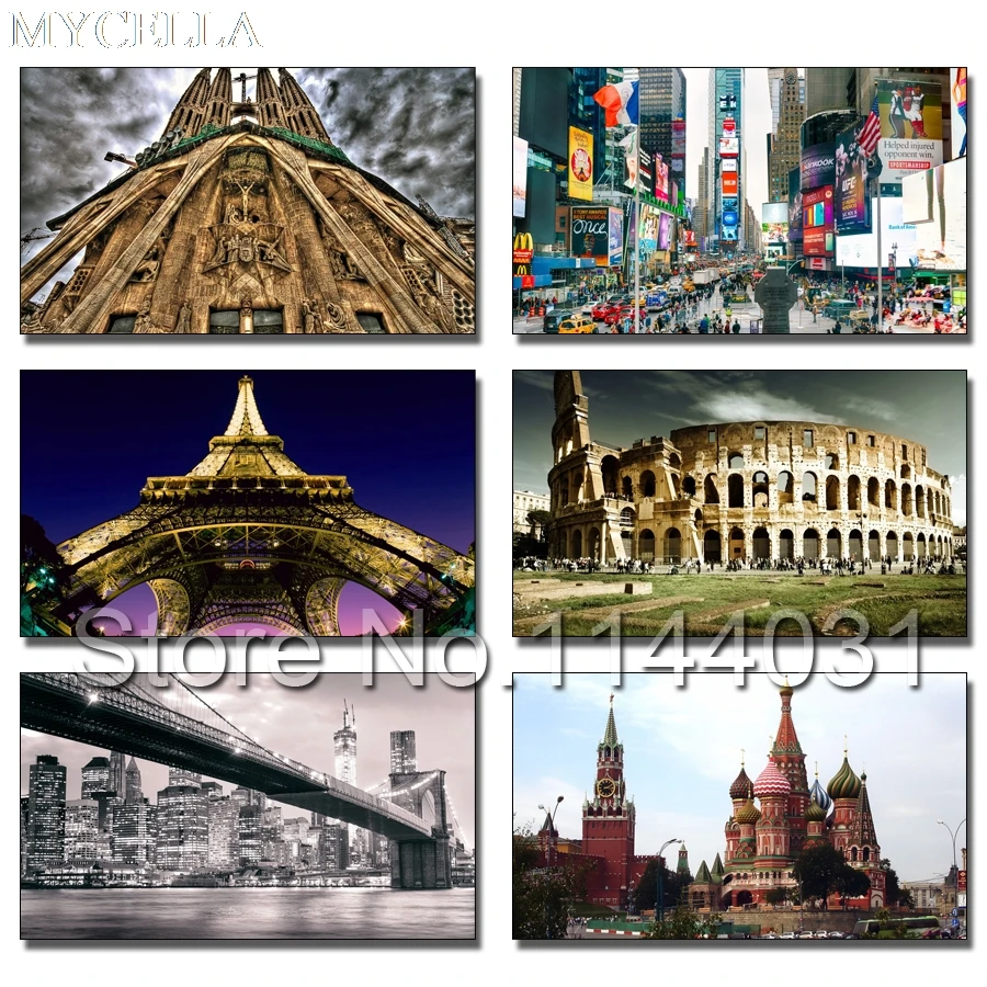 Full Diamond Mosaic City Building Handmade 5D DIY Diamond Painting Cross Stitch Kits Diamond Embroidery Rhinestone Landscape