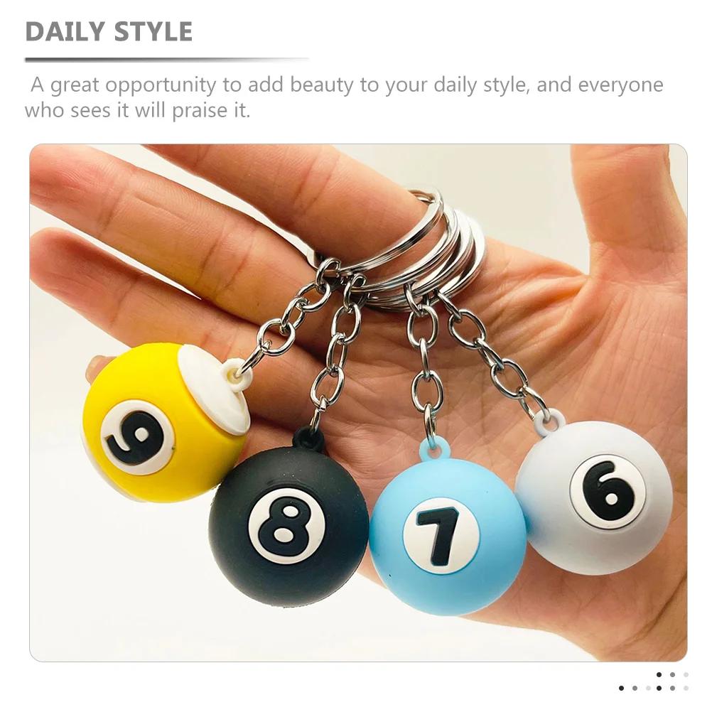 9 Pcs Novelty Billiards Keychains Pool Player Gifts Ball Sports Themed Adorable Decorations Keepsakes