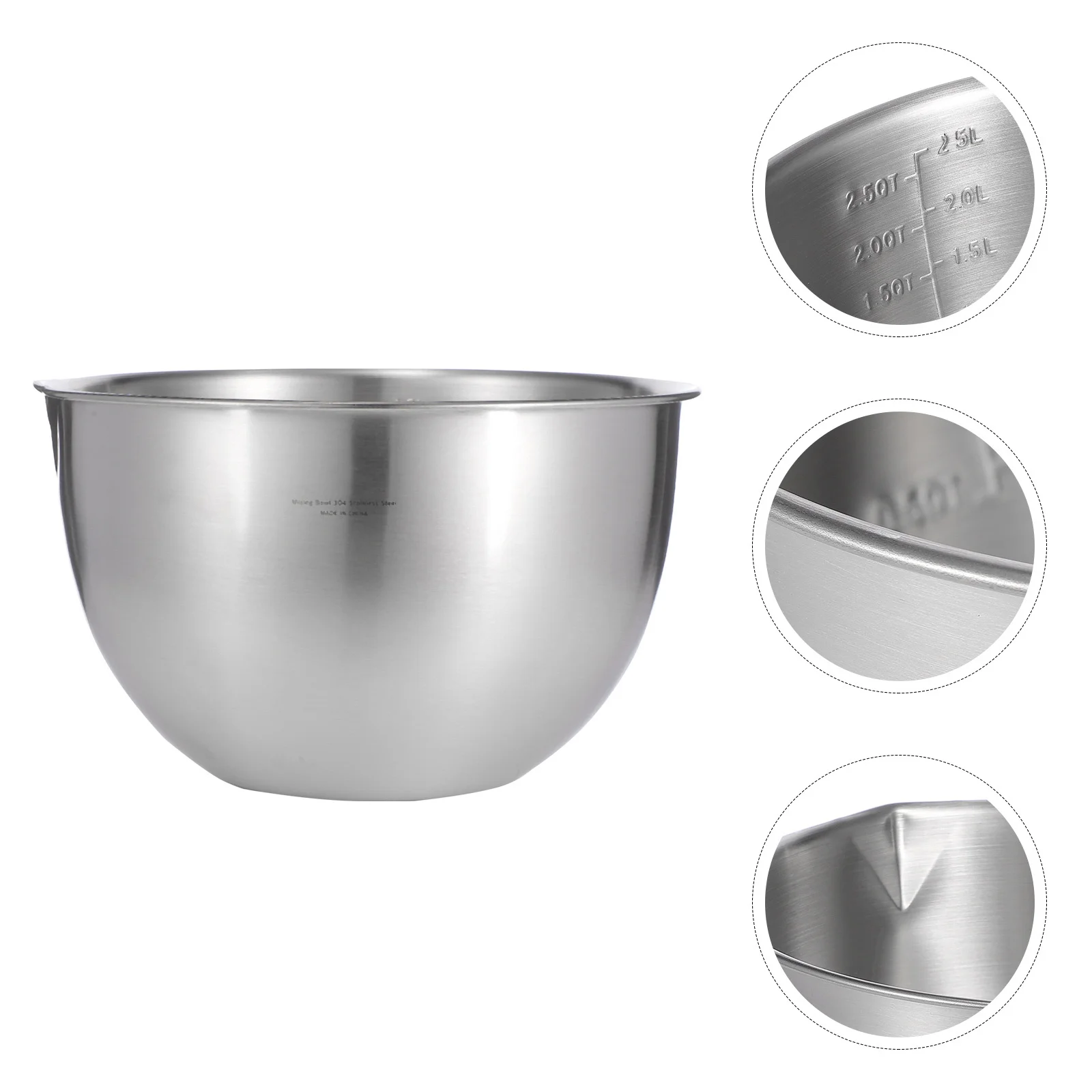 

Stainless Steel Mixing Bowl 20Cm Deep Round Food Container for Baking Egg Beating Salad Prep Kitchen Gadget Household Bowl