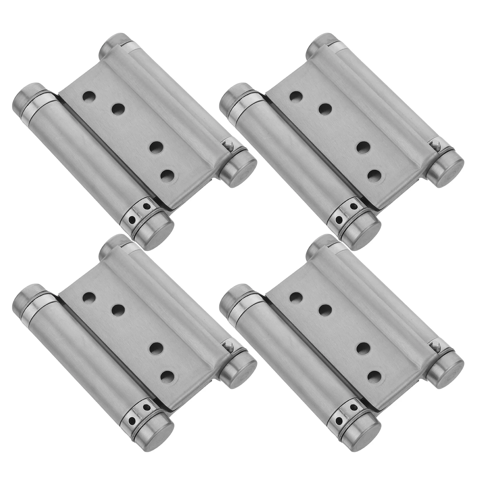 

4pcs Stainless Steel Double Spring Self Closing Hinges Heavy Duty For Wood Metal Swing Doors Commercial Garage Use Auto Close