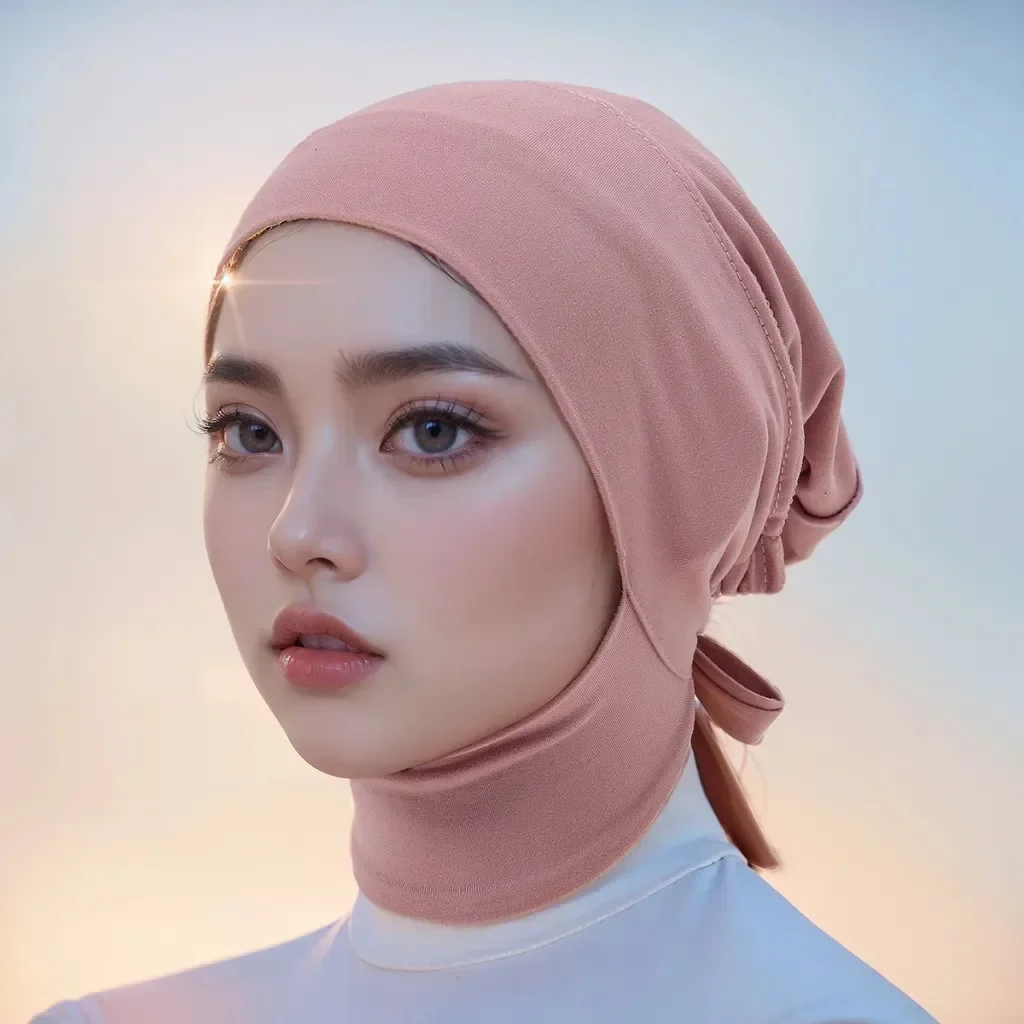 

Muslim Fashion New 12 Color Milk Silk Inner Hijab Cap Elastic Band Neck Cap Abaya Islam Women's Solid Color Hijab Undercap