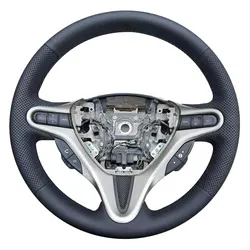 Car Accessories Leather Hand-stitched Car Steering Wheel Cover For Honda Fit Jazz City 2009-2013 Insight 2010-2014 2011 2012
