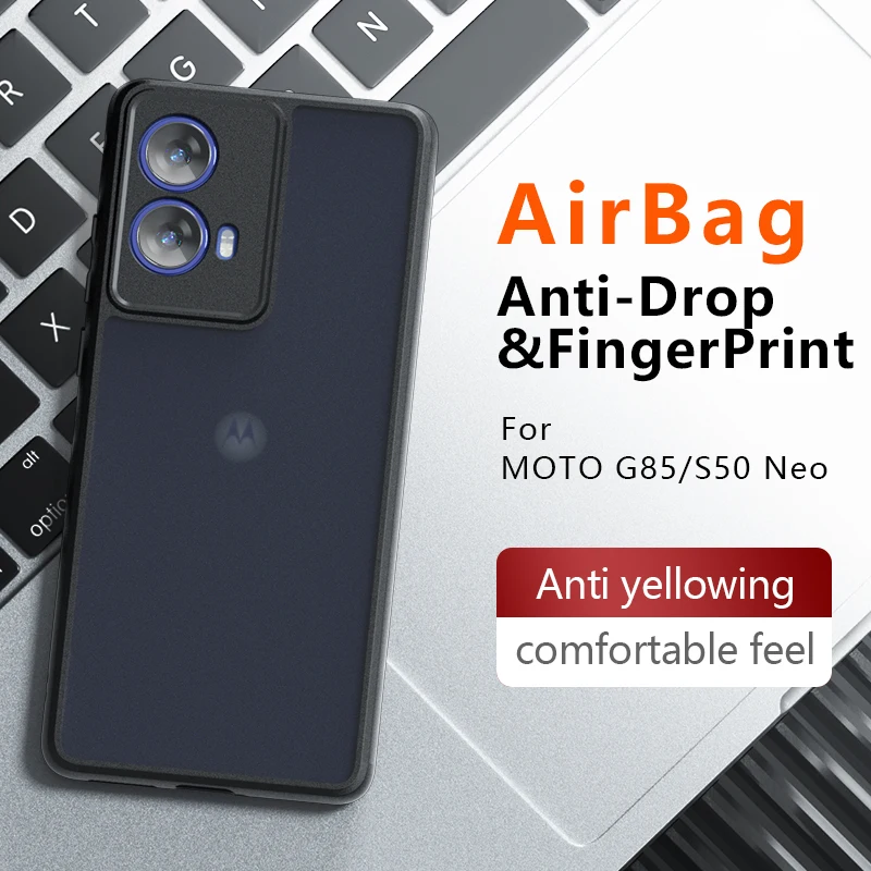 Para motorola moto g85 s50 neo caso fosco acrílico transparente pele amigável capa para moto g 85 s50 neo à prova de choque pára-choques funda