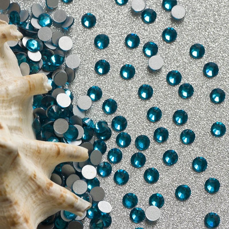 Crystal AB Siam Blue Nail Art Strasssteine, flache Rückseite, glänzende Glas-Nagelsteine, Edelsteine für 3D-Nägel, DIY-Maniküre-Dekorationen – Detail 11
