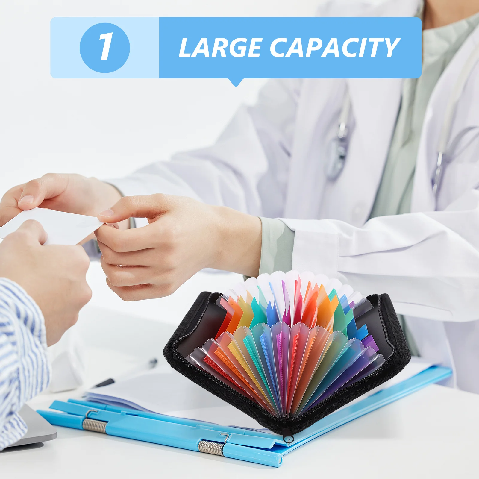 

Plastic Expanding Folder Household File Organizer for Papers Business Cards Vouchers Tickets Receipt Organizer