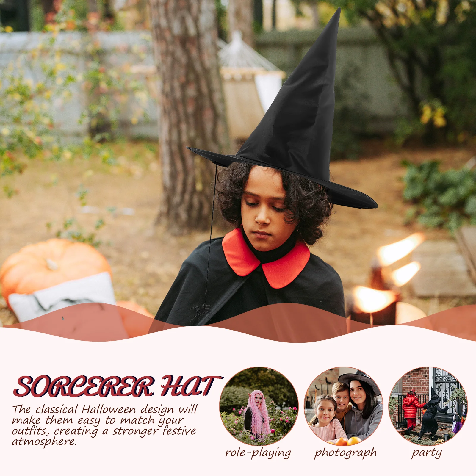 

2Pcs Spider Hat Witch Decor Black Oxford Cloth Costume Party Props Halloween Festival Accessories Headwear