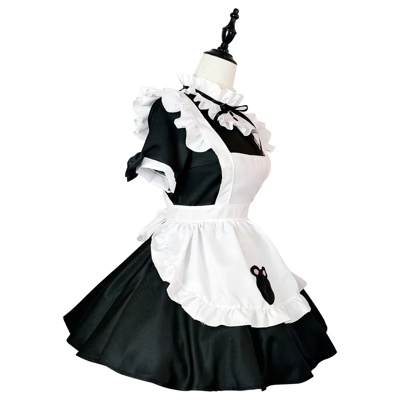 Plus Size Black Anime Cosplay Costumes Maid Outfits 2024 Halloween Party Dress Apron Maid Service Goth Lolita Role Play Uniform