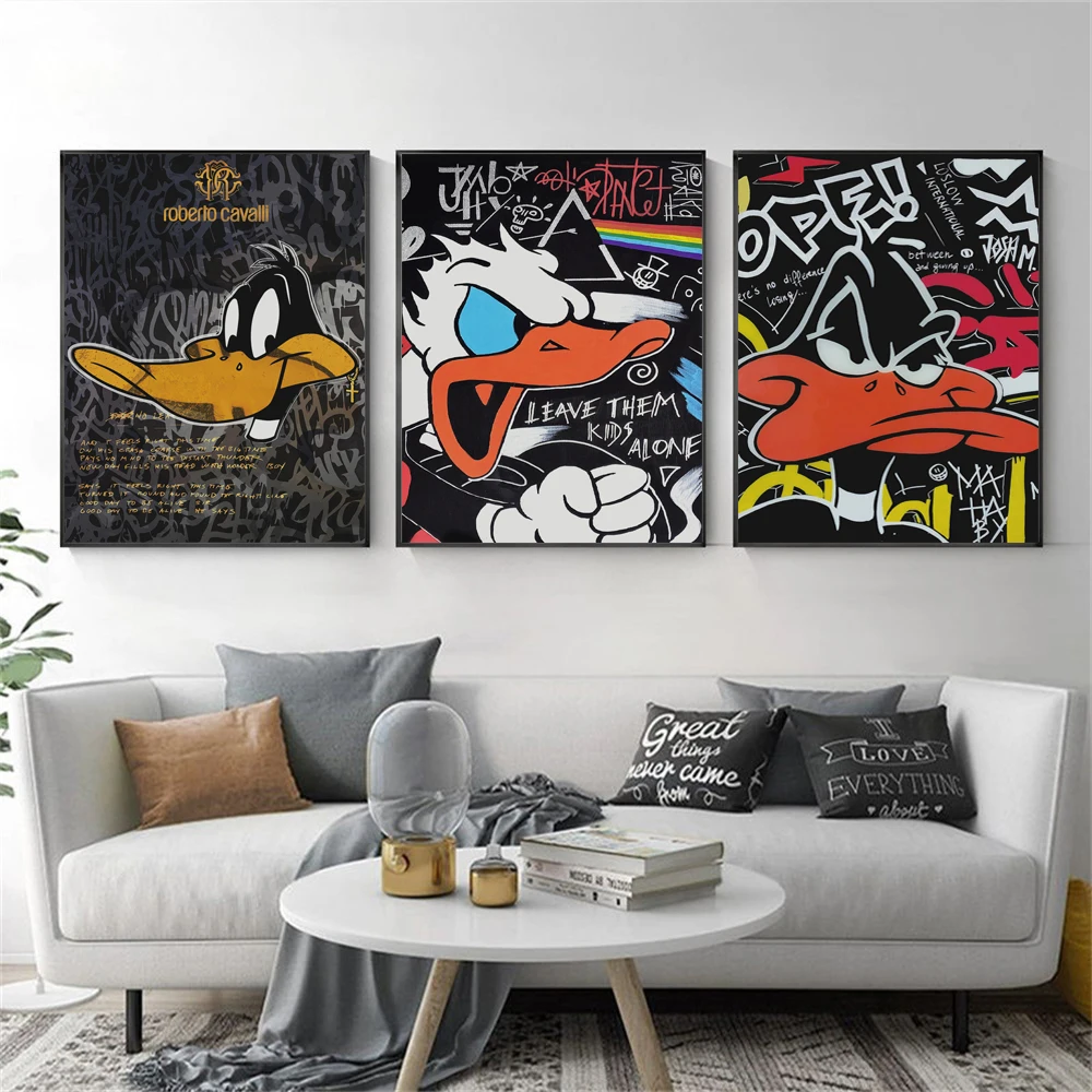 

Disney Donald Duck Graffiti Poster Modern Pop Wall Art Canvas Painting Prints Living Room Porch Decor Unique Graffiti Gifts