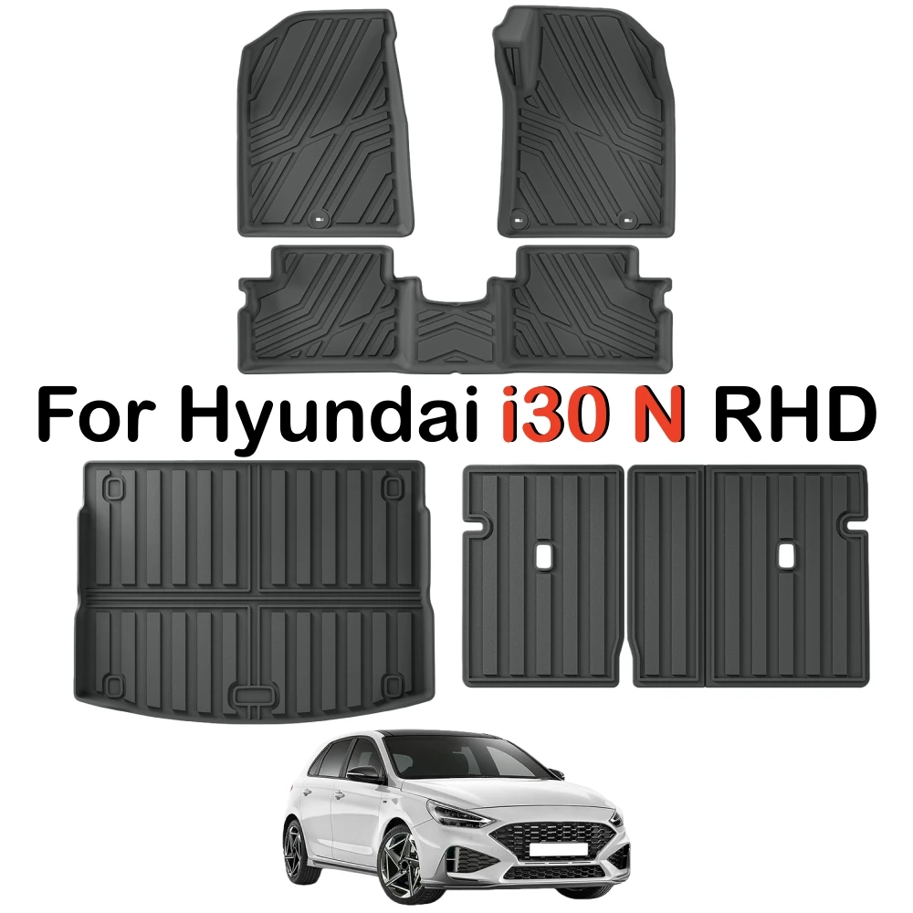 Für Hyundai i30 N 2021-2025 RHD i30 Limousine N Autoteppiche Kofferraummatte Rückenlehnenmatte Allwetter-TPE 3D-Fußmatten Gas – Detail 1