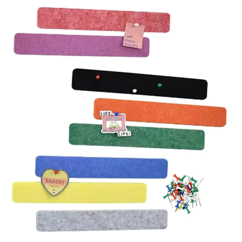 8 Stuks Bulletin Board Strips met 30 Pushpins Vilten Prikbord Bar Strips voor Kantoorpersoneel Studenten en Huisvrouwen 25UB