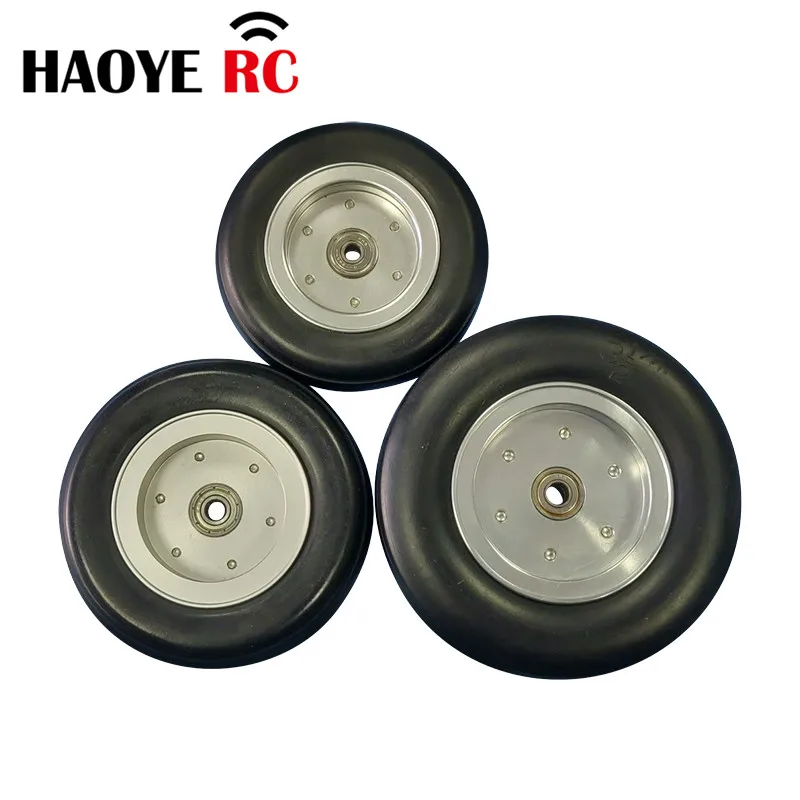 Haoye 1 Pc Landing Gear Wheels Rubber Tires Tyre Aluminum Hub Rubber Wheel With Bearing For RC Airplane Replacement Accessory