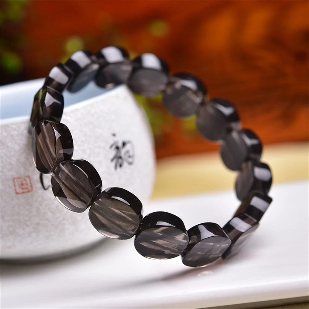 

Natural Clear Smoky Quartz Satellite Bead Bangle Crystal Reiki Healing Stone Fashion Jewelry Gifting Gift For Women 1pcs